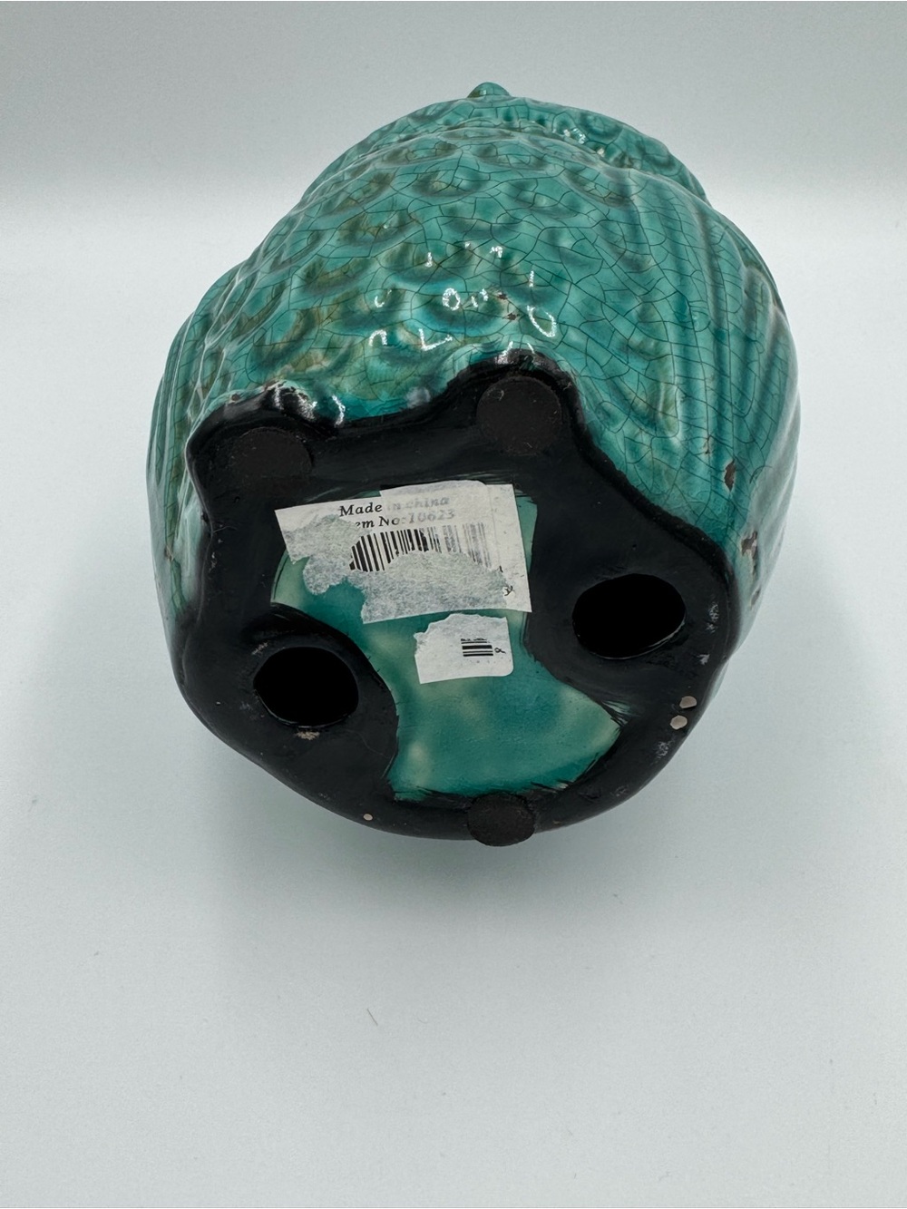 Ceramic Owl Figurine - Teal Decorative Accent - Picture 6 of 6